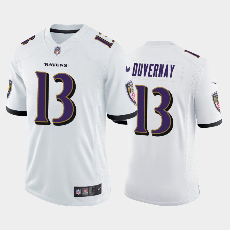 Men Baltimore Ravens 13 Devin Duvernay Nike White Game NFL Jersey